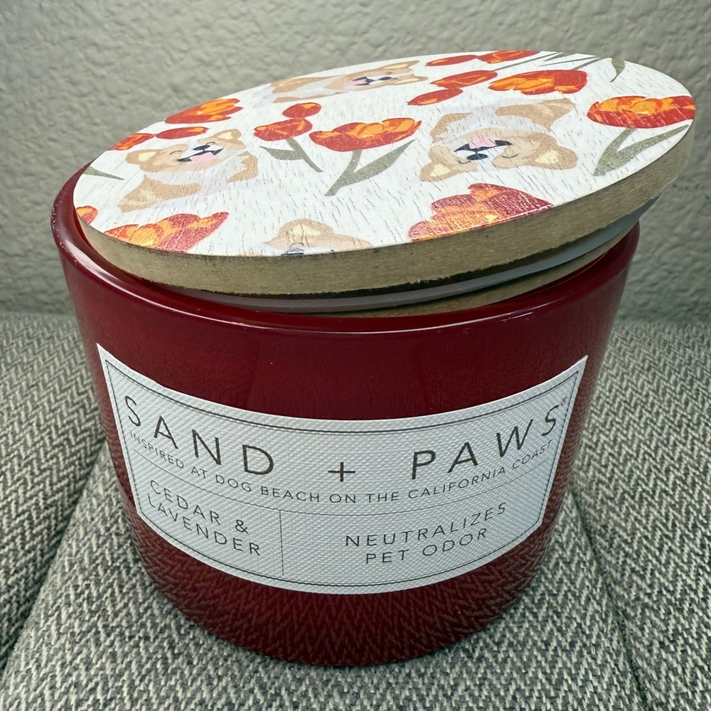 Odor Neutralizing Candle, 2 Wick, Cedar & Lavender Scent - Sand + Paws 12oz